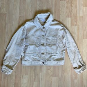 Topshop Cropped Cream Denim Jacket